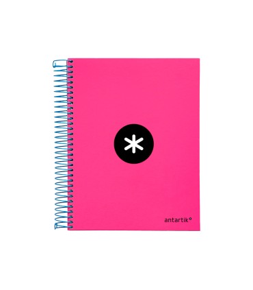 Cuaderno espiral liderpapel a5 micro antartik tapa forrada 120h 90 gr liso con bandas 6 taladros color rosa fluor