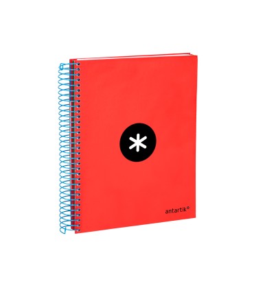 Cuaderno espiral liderpapel a5 micro antartik tapa forrada 120h 90g liso con bandas 6 taladros color rojo