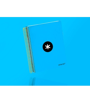 Cuaderno espiral liderpapel a5 micro antartik tapa forrada 120h 90g liso con bandas 6 taladros color azul