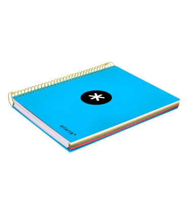 Cuaderno espiral liderpapel a5 micro antartik tapa forrada 120h 90g liso con bandas 6 taladros color azul