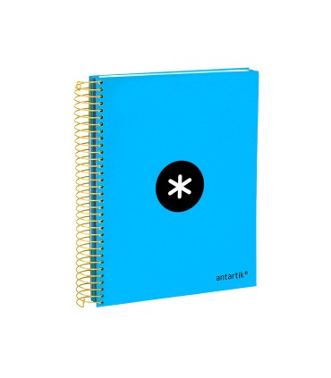 Cuaderno espiral liderpapel a5 micro antartik tapa forrada 120h 90g liso con bandas 6 taladros color azul