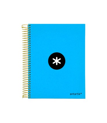 Cuaderno espiral liderpapel a5 micro antartik tapa forrada 120h 90g liso con bandas 6 taladros color azul