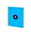 Cuaderno espiral liderpapel a5 micro antartik tapa forrada 120h 90g liso con bandas 6 taladros color azul