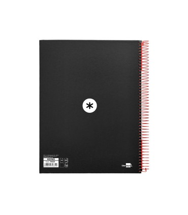 Cuaderno espiral liderpapel a4 micro antartik tapa forrada 120h 100 gr liso con bandas 4 taladros color negro