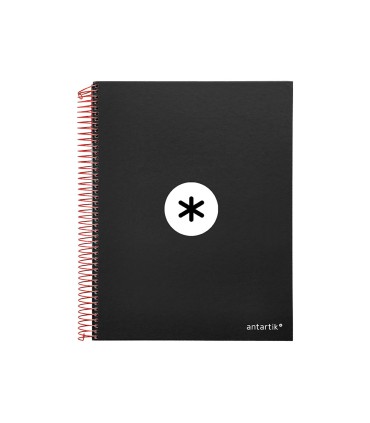 Cuaderno espiral liderpapel a4 micro antartik tapa forrada 120h 100 gr liso con bandas 4 taladros color negro