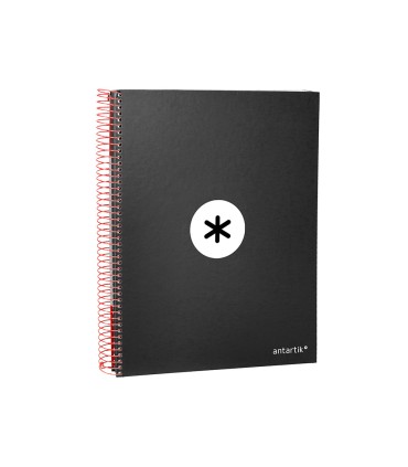 Cuaderno espiral liderpapel a4 micro antartik tapa forrada 120h 100 gr liso con bandas 4 taladros color negro