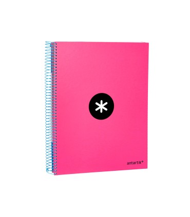 Cuaderno espiral liderpapel a4 micro antartik tapa forrada 120h 100 gr liso con bandas 4 taladros color rosa fluor