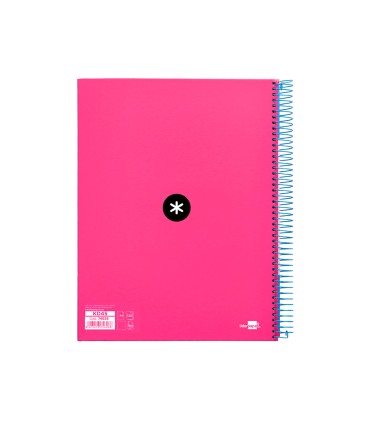 Cuaderno espiral liderpapel a4 micro antartik tapa forrada 120h 100 gr liso con bandas 4 taladros color rosa fluor