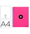 Cuaderno espiral liderpapel a4 micro antartik tapa forrada 120h 100 gr liso con bandas 4 taladros color rosa fluor