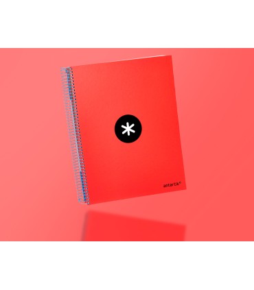 Cuaderno espiral liderpapel a4 micro antartik tapa forrada 120h 100 gr liso con bandas 4 taladros color rojo