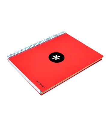 Cuaderno espiral liderpapel a4 micro antartik tapa forrada 120h 100 gr liso con bandas 4 taladros color rojo