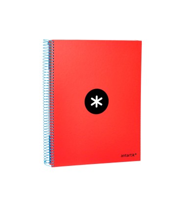 Cuaderno espiral liderpapel a4 micro antartik tapa forrada 120h 100 gr liso con bandas 4 taladros color rojo