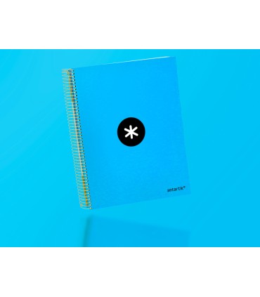 Cuaderno espiral liderpapel a4 micro antartik tapa forrada 120h 100 gr liso con bandas 4 taladros color azul