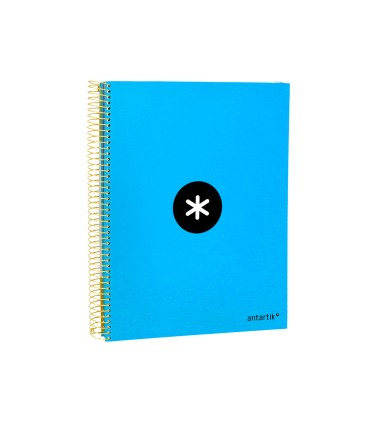 Cuaderno espiral liderpapel a4 micro antartik tapa forrada 120h 100 gr liso con bandas 4 taladros color azul