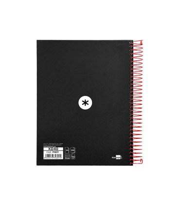 Cuaderno espiral liderpapel a5 micro antartik tapa forrada120h 90 gr cuadro 5mm 5 bandas6 taladros color negro