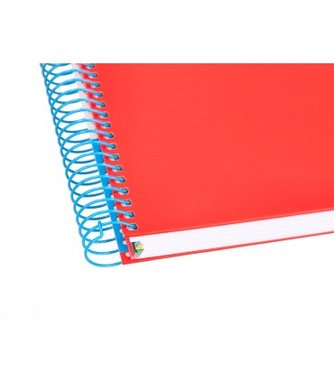 Cuaderno espiral liderpapel a5 micro antartik tapa forrada120h 90 gr cuadro 5mm 5 bandas6 taladros color rojo