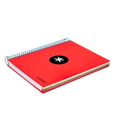 Cuaderno espiral liderpapel a5 micro antartik tapa forrada120h 90 gr cuadro 5mm 5 bandas6 taladros color rojo