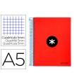 Cuaderno espiral liderpapel a5 micro antartik tapa forrada120h 90 gr cuadro 5mm 5 bandas6 taladros color rojo