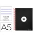 Cuaderno espiral liderpapel a5 micro antartik tapa forrada 120h 90 gr horizontal 5 bandas 6 taladros color negro