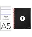 Cuaderno espiral liderpapel a5 micro antartik tapa forrada 120h 90 gr horizontal 5 bandas 6 taladros color negro