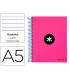 Cuaderno espiral liderpapel a5 micro antartik tapa forrada 120h 100 gr horizontal 5 bandas 6 taladros color rosa