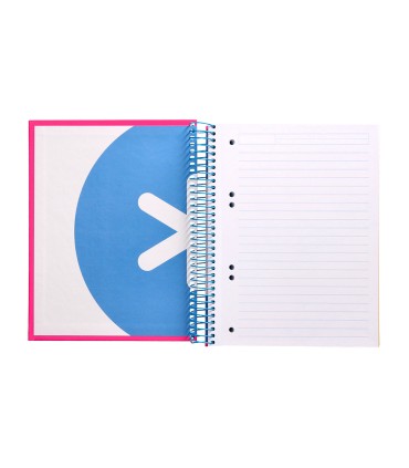 Cuaderno espiral liderpapel a5 micro antartik tapa forrada 120h 100 gr horizontal 5 bandas 6 taladros color rosa