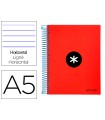 Cuaderno espiral liderpapel a5 micro antartik tapa forrada 120h 90 gr horizontal 5 bandas 6 taladros color rojo