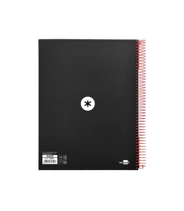 Cuaderno espiral liderpapel a4 micro antartik tapa forrada 120h 100 gr horizontal 5 bandas 4 taladros color negro