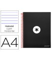 Cuaderno espiral liderpapel a4 micro antartik tapa forrada 120h 100 gr horizontal 5 bandas 4 taladros color negro