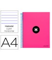 Cuaderno espiral liderpapel a4 micro antartik tapa forrada 120h 100 gr horizontal 5 bandas 4 taladros color rosa