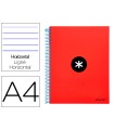 Cuaderno espiral liderpapel a4 micro antartik tapa forrada 120h 100 gr horizontal 5 bandas 4 taladros color rojo