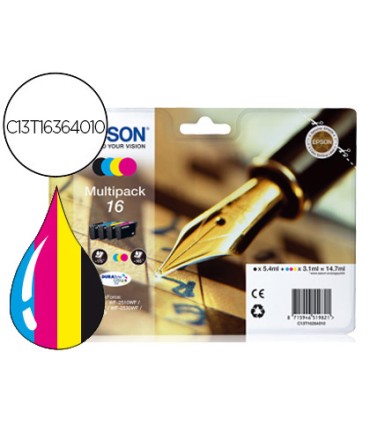 Ink jet epson 16xl multipack workforce wf 2010w wf 2510wf wf 2520nf wf 2530wf wf 2540wf negro amarillo cian y magenta