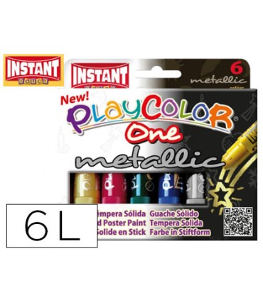 Tempera solida en barra playcolor escolar caja de 6 colores metalizados surtidos