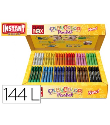 Tempera solida en barra playcolor pocket escolar caja de 144 unidades 12 colores surtidos