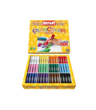 Tempera solida en barra playcolor escolar caja de 144unidades 12 colores surtidos