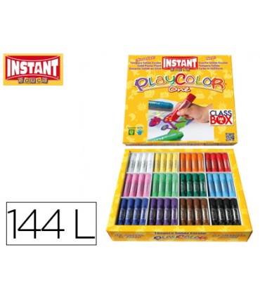 Tempera solida en barra playcolor escolar caja de 144unidades 12 colores surtidos