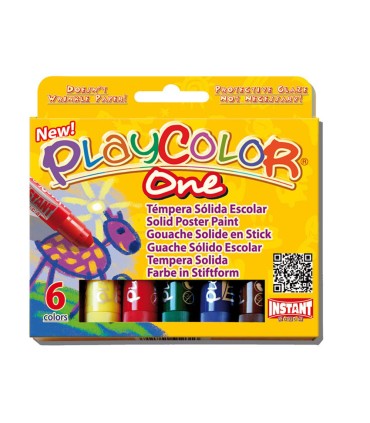 Tempera solida en barra playcolor escolar caja de 6 colores surtidos