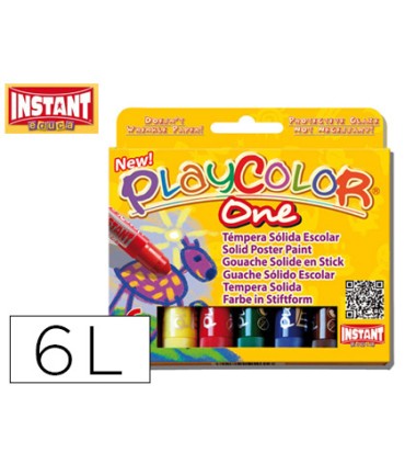 Tempera solida en barra playcolor escolar caja de 6 colores surtidos