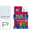 Bloc espiral oxford tapa flexible optik paper folio 50 hojas 90 gr cuadros 4 mm pack de 4