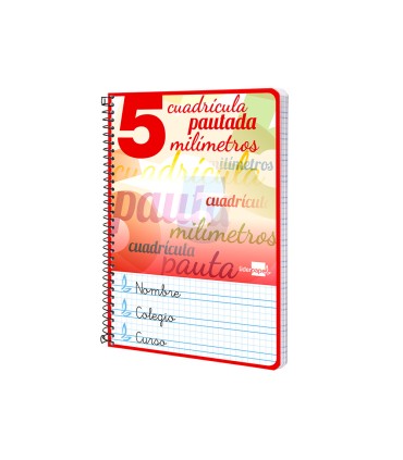 Cuaderno espiral liderpapel cuarto pautaguia tapa dura 80h75 gr cuadro pautado 5mm con margen