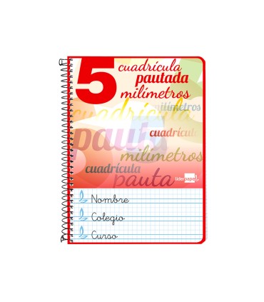 Cuaderno espiral liderpapel cuarto pautaguia tapa dura 80h75 gr cuadro pautado 5mm con margen