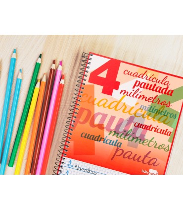 Cuaderno espiral liderpapel cuarto pautaguia tapa dura 80h75 gr cuadro pautado 4mm con margen