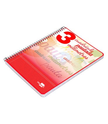 Cuaderno espiral liderpapel cuarto pautaguia tapa dura 80h75 gr cuadro pautado 3 mm con margen