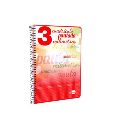 Cuaderno espiral liderpapel cuarto pautaguia tapa dura 80h75 gr cuadro pautado 3 mm con margen