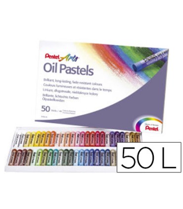 Lapices pentel oil pastel caja de 50 colores surtidos