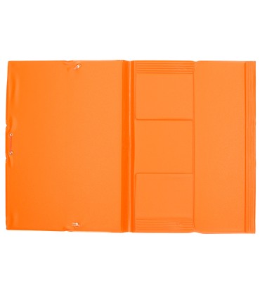 Carpeta liderpapel gomas plastico folio solapas color naranja