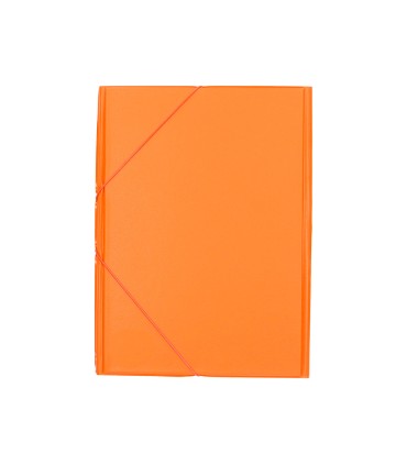 Carpeta liderpapel gomas plastico folio solapas color naranja