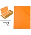 Carpeta liderpapel gomas plastico folio solapas color naranja