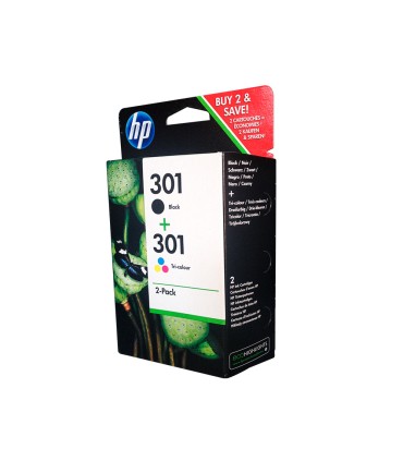 Ink jet hp 301 pack con tinta negra y tinta tricolor 1000 1001 3000 3050 3050se 3050ve 1050a 2050a 2054a 3050a