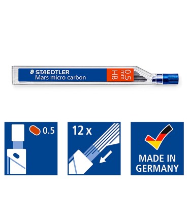 Minas staedtler mars micro grafito 05 mm hb tubo con 12 minas